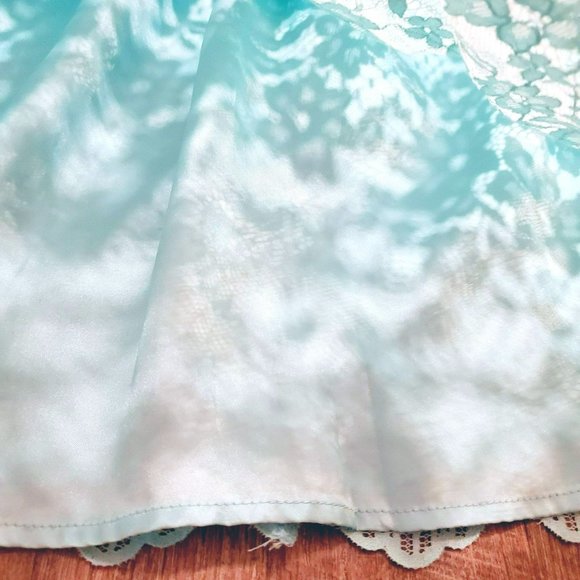 Children's Place Teal Lace Dress Size 14 Girls Zipper Closure w/Button Closure a - Picture 6 of 6